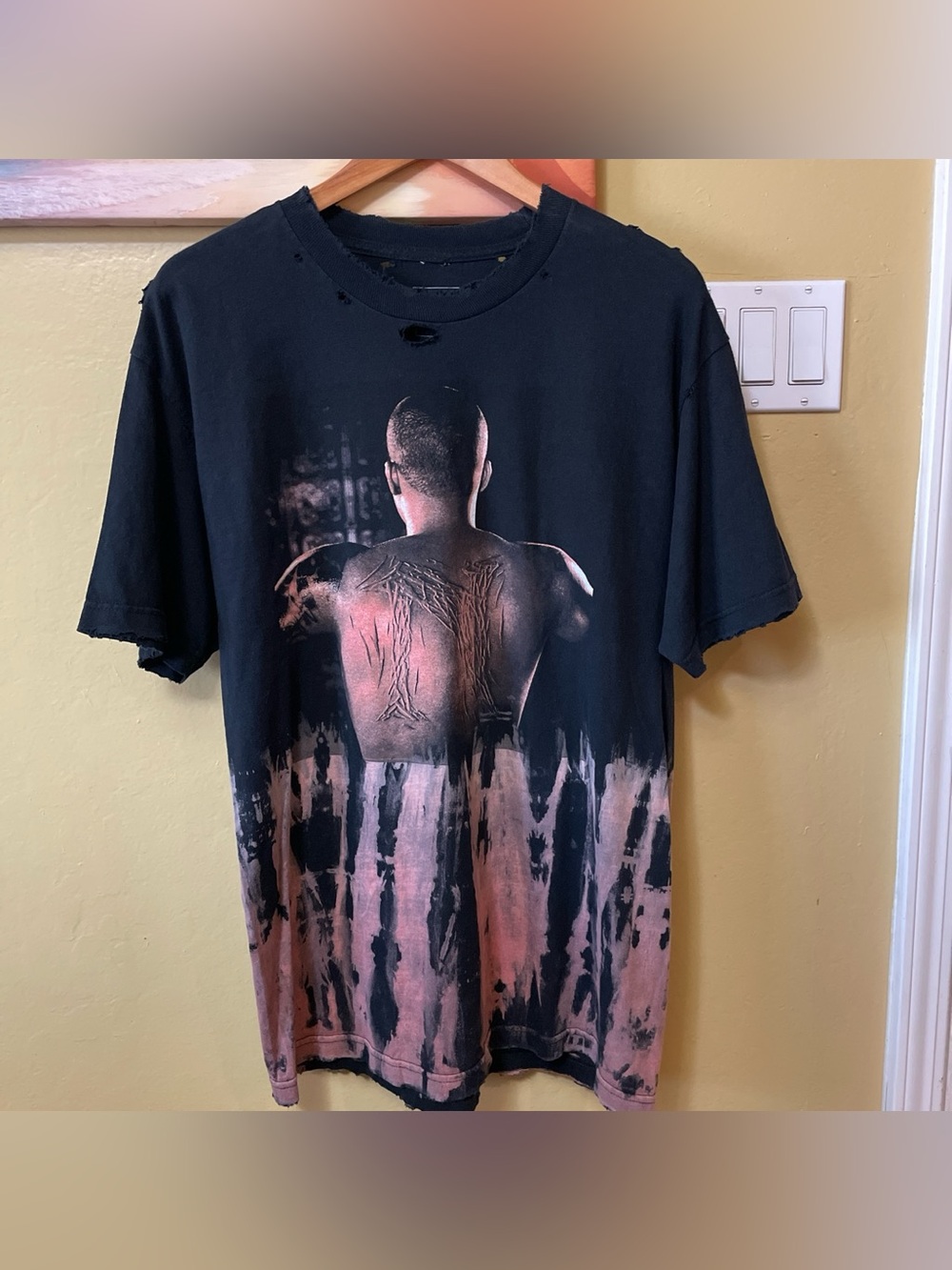 12AM:RUN Nas Black/Brown Y2K Streetwear Distressed Graphic Men's T-Shirt Large